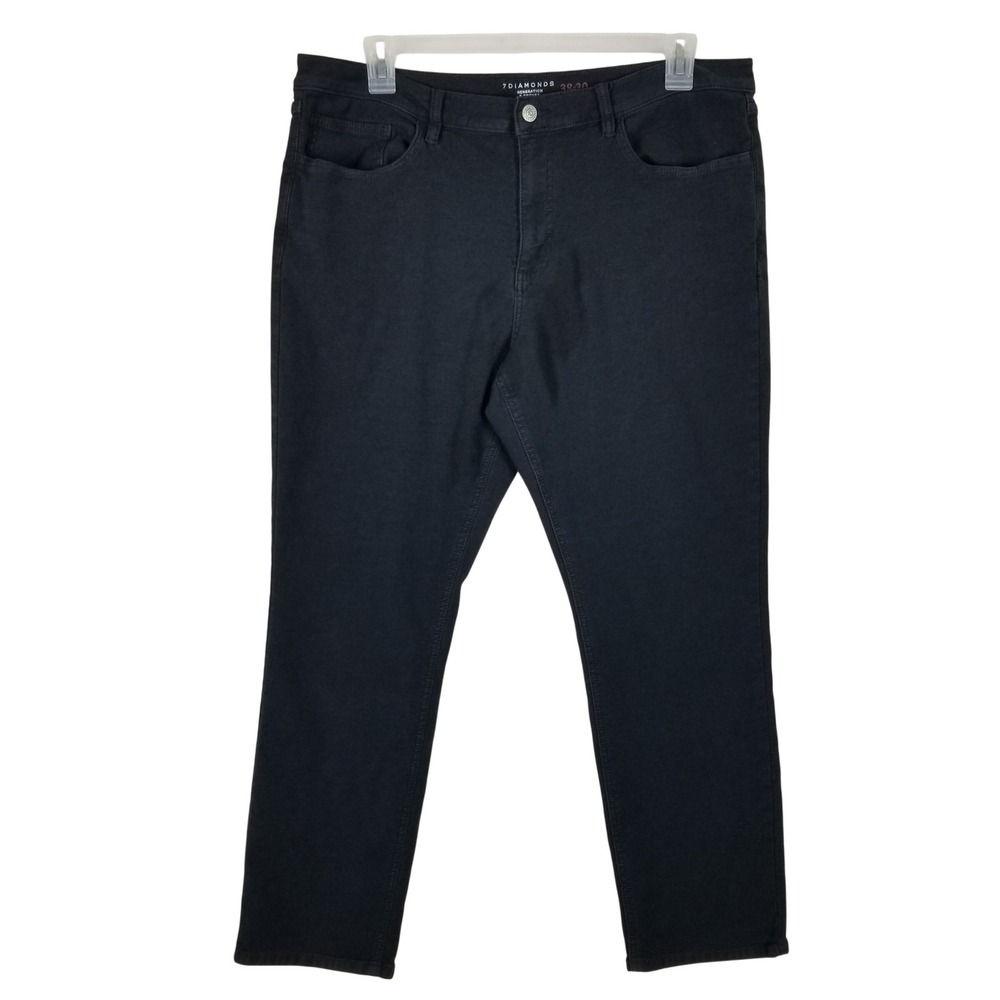 7 Diamonds Generation Pants Mens 38x30 Black 5-Pocket Pigment Dyed STP-1258